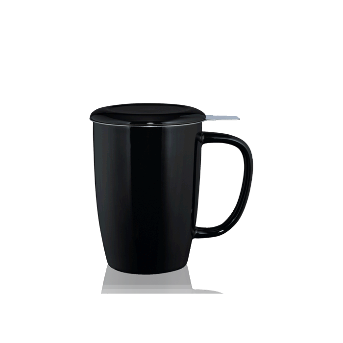 Vero - hrnek na čaj se sítkem a pokličkou černý