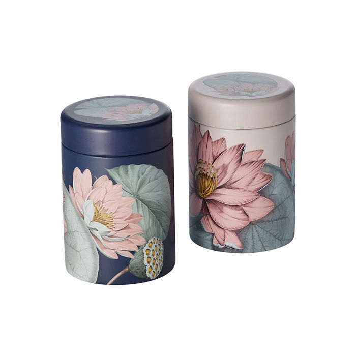 Dóza na čaj a kávu Padma Dóza jemným motivem lotosového květu. světlá