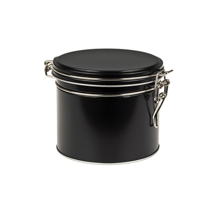 hermetická dóza na čaj a kávu kulatá černá