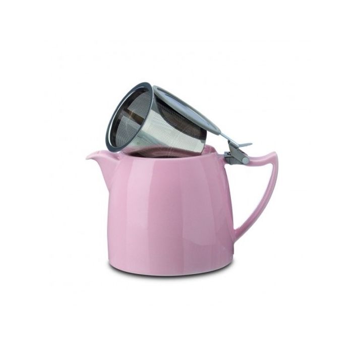 Konvička na čaj s nerezovým víčkem a sítkem - růžová