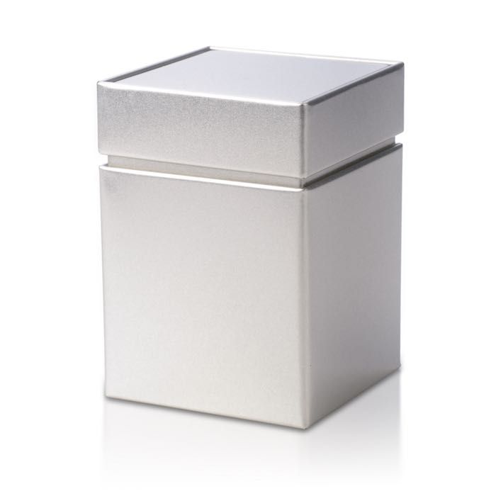 Elegant - čtvercová dóza na čaj stříbrná