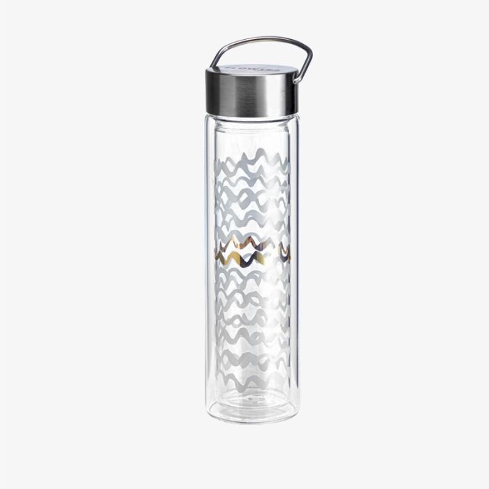 Skleněná termolahev FLOWTEA BLACK & WHITE