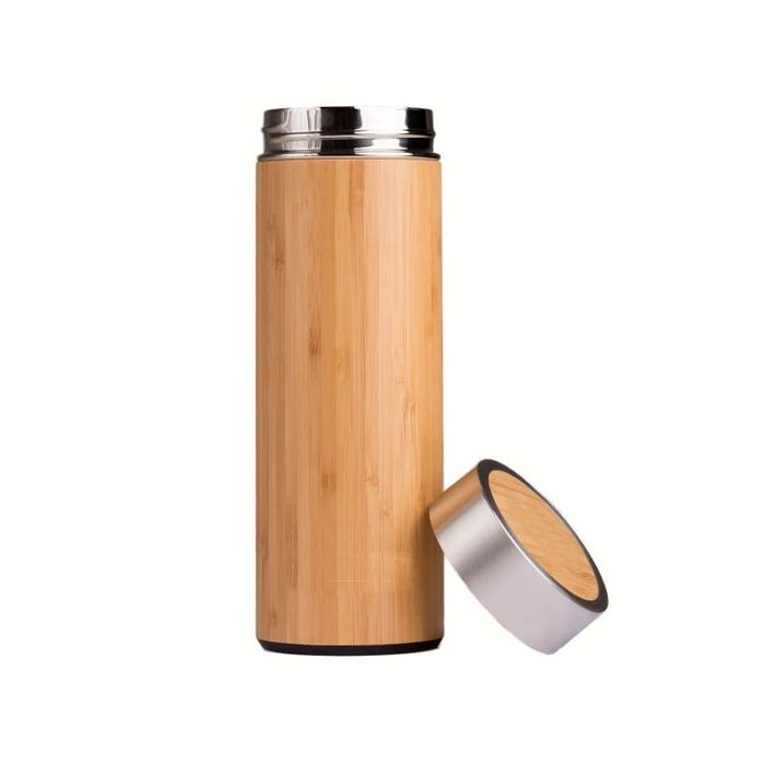 Nerezová termoska z přírodního bambusu