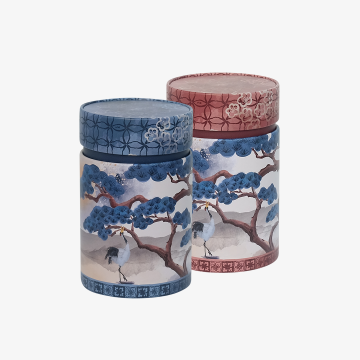 Sada plechových dóz Crane s japonským designem a motivem jeřába, 125 g, na čaj a suché potraviny