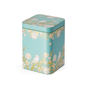 Modrá dóza na sypaný čaj Birds