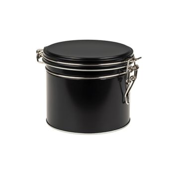 hermetická dóza na čaj a kávu kulatá černá