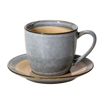 Keramický šálek s podšálkem béžová