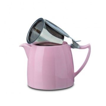 Konvička na čaj s nerezovým víčkem a sítkem - růžová