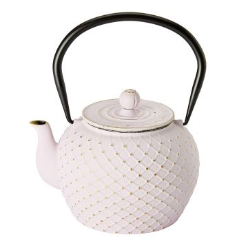 Litinová konvice na čaj růžová se zlatou 