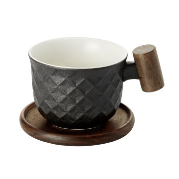 Šálek s podtáckem Míngjié černá na čaj a kávu