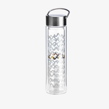 Skleněná termolahev FLOWTEA BLACK & WHITE